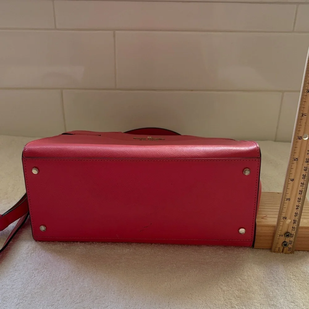 Kate Spade New York Staci Satchel Crossbody Bag Medium Size - Ruby Pink Leather